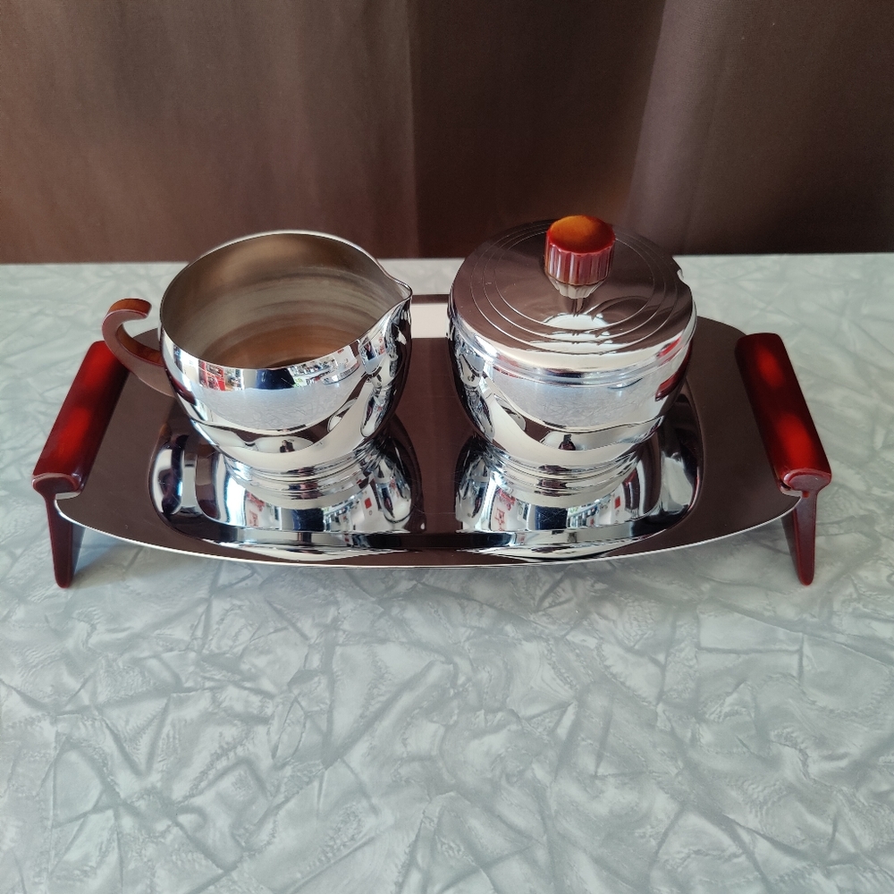 Vintage cream & sugar set with serving tray | made by Canada's GloHill | MCM
